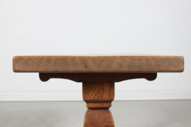 SOLD - Danish Handcrafted Henning Kjærnulf Style Brutalist Coffee Table of Solid Oak 1940s.