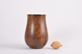 Rare Nils Thorsson for Royal Copenhagen "Løvspring" Vase Ochre Brown, Danish Ceramic, 1940s