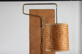Paavo Tynell Style Flexible Wall Light of Brass and Cane Denmark 1950s. Danish Modern Lightning.