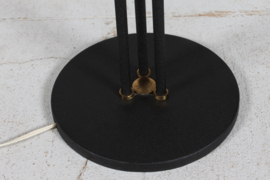 Josef Frank Style 3-Armed Floor Lamp of Brass and Black Lacquered Metal 1950s