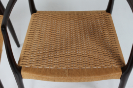 N. O. Møller Pair of Armchairs No. 62 of Mahogany Made by J.L. Møller in Denmark. Danish Modern 1960s.