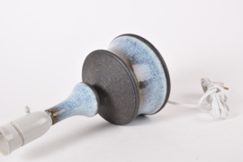 Danish Sculptural Table Lamp Blue Brown Glazed & Unglazed, by Helge Bjufstrøm, Modern Ceramic 1960s - 1970s