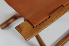 Ole Wanscher Egyptian Stool Model PJ-2000 of Rosewood, Seat of Cognac Colored Leather by Danish PJ Møbler in 2003.