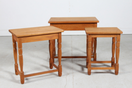SOLD - Danish Henning Kjærnulf Style Set of Nesting Tables of Solid Oak, 1970s. Vintage Danish Furniture