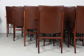 Kai Lyngfeldt Larsen set of 14 Danish Modern Conference Chairs of Rosewood and Leather Upholstery Denmark 1960