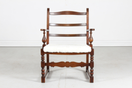 Danish Sculptural Handcrafted Lounge Chair of Solid Oak with New Sheepskin 1940s
