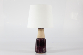 Herman A. Kähler Table Lamp with Dark Purple Glaze and New Shade, Mid-century Denmark 1960s.