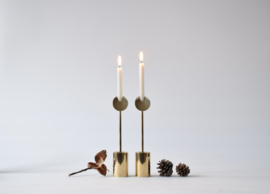 Set of 2 Vintage Pierre Forsell Aniara Brass Candlesticks for Skultuna Sweden, 1960s