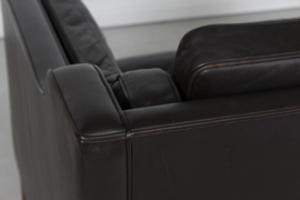 Børge Mogensen Sofa no. 2212 Dark Mocha Leather by Fredericia Stolefabrik, 1970s. Danish Mid-century Design Classic.