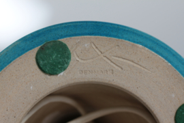 Danish Kähler + Poul Erik Eliasen Style Sculptural Table Lamp Turquoise Blue Mid-century 1960s