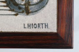 Danish Modern Oblong Coffee Table in Dark Wood and Ceramic Tiles from L. Hjorth, Abstract Decor, 1960s
