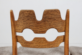 Set of 4 Danish Modern Henning Kjærnulf Razor Blade Chairs of Oak and Seats of New Sheepskin, Mid-century 1970s