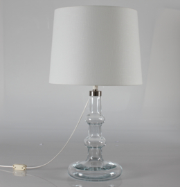 Danish Holmegaard "Mandarin" Table Lamp of Clear Glass by Hsin-Lung Lin with New Shade, 1980