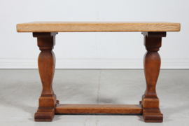 SOLD - Danish Handcrafted Henning Kjærnulf Style Brutalist Coffee Table of Solid Oak 1940s.