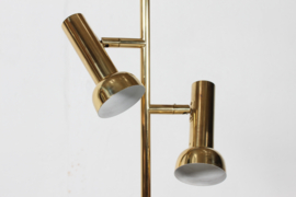 Northern European Floor Lamp of Brass with Lacquer and Adjustable Shades 1970s Mid-century Lightning