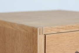 Danish Modern Small Oak Chest of Drawers, Bedside or Office, Munch Møbler, 1970s. Danish mid-century furniture.