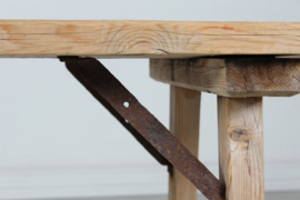 Scandinavian Wabi Sabi Rustic Bench/ Side Table Made Early 20th Century of Pine Wood