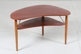 Danish Modern Organically Shaped Coffee Table of Teak and Beech, Denmark Mid-century 1950s