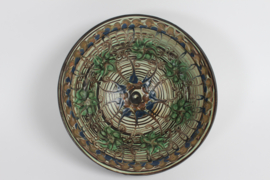 H. A. Kähler Large Bowl with Floral Motif by Jens Thirslund Denmark 1930s. Danish Vintage Ceramic.