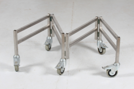 Danish Modern Custom Made Square Steel Coffee Table on Wheels Denmark 1980s