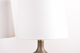 SOLD! Pair of Large Michael Bang for Holmegaard Lamp Art "Asymmetrisk" Midnight Blue Sculptural Glass Table Lamp. Danish Modern Lighting 1970s