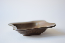 Gunnar Nylund for Rörstrand Sweden Organic Form Bowl Dish Brown Haresfur Glaze Scandinavian midcentury pottery