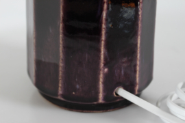 Herman A. Kähler Table Lamp with Dark Purple Glaze and New Shade, Mid-century Denmark 1960s.