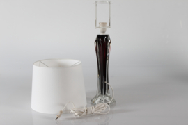 Paul Kedelv Slender Table Lamp, Dark Purple Core in Clear Glass, Art Crystal Flygsfors 1960s Mid-century Modern Sweden