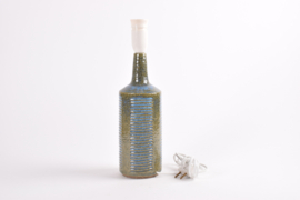 Danish Palshus Table Lamp Green & Blue Stripes with Shade, Design Per Linnemann-Schmidt, Model DL 30, Modern Ceramic 1960s