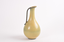 Gunnar Nylund for Rörstrand Handled Vase Yellow Glaze, Scandinavian Mid-Century