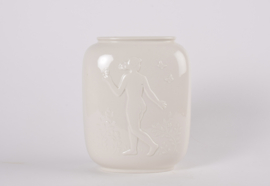 Danish Art Deco Royal Copenhagen Vase Blanc de Chine Naked Man & Woman by Hans Henrik Hansen, 1940s