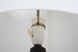 Danish Mid-century Palshus Tall Mocha Brown Table Lamp with New Lampshade, 1960s Mid-century Modern Ceramics