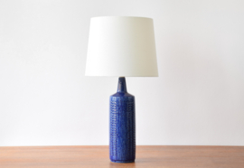 Danish Palshus Tall Cobalt Blue Table Lamp with Lampshade, Modern Ceramic 1960s