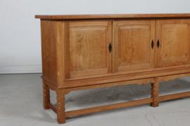 Danish Henning Kjærnulf attr. Long Sideboard of Solid Oak with 4 Doors 1970s