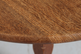 SOLD - Brutalist Round Coffee Table of Solid Oak in Axel Einar Hjorth Style 1950s. Mid-century Danish Modern.