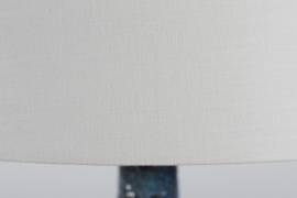 Danish Brutalist Ceramic Table Lamp by Artist Sejer with Blue Glaze + New Shade. Mid-century Ceramics, Unica 1970s.