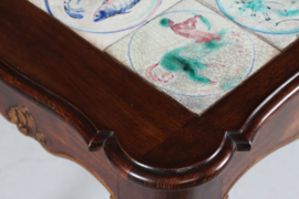 Kähler Rococo Style Table with Zodiac Signs Tiles by Jens Thirslund, Denmark 1930s