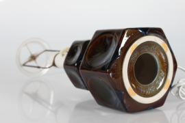 Søholm Sculptural Stoneware Table Lamp with Glossy Dark Glaze by Einar Johansen. Vintage Danish Lightning