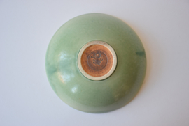 Saxbo Eva Stæhr Nielsen Attributed Denmark  Bowl with Green Glaze Grass & Bird Motif Danish Mid-century Pottery // PRICE UPON REQUEST