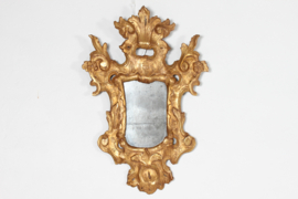 European Rococo Gilt Wood Mirror with Openwork Ornaments Surrounding an Old Mirror Glass from the 1800s