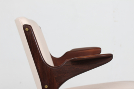 Arne Hovmand-Olsen Pair of Teak Armchairs with Light Colored Fabric, Mid-century Danish Modern 1960s.