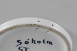 Large Søholm Ceramic Low Bowl/Dish with Graphic Pattern in Bright Colors, 1960s Denmark