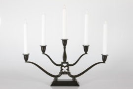 Danish Just Andersen Art Deco 5-armed Candelabra of Disco Metal No. 1352, Denmark 1930s.