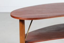 Danish Modern Organically Shaped Coffee Table of Teak and Beech, Denmark Mid-century 1950s