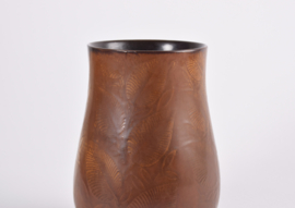 Rare Nils Thorsson for Royal Copenhagen "Løvspring" Vase Ochre Brown, Danish Ceramic, 1940s