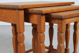 SOLD - Danish Henning Kjærnulf Style Set of Nesting Tables of Solid Oak, 1970s. Vintage Danish Furniture