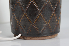 Danish Mid-century Palshus Tall Mocha Brown Table Lamp with New Lampshade, 1960s Mid-century Modern Ceramics