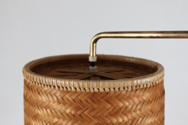 Paavo Tynell Style Flexible Wall Light of Brass and Cane Denmark 1950s. Danish Modern Lightning.