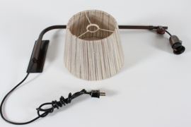 Paavo Tynell Style Adjustable Wall Light of Brass with String Lamp Shade, Vintage Scandinavian Design 1930s