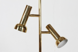 Northern European Floor Lamp of Brass with Lacquer and Adjustable Shades 1970s Mid-century Lightning